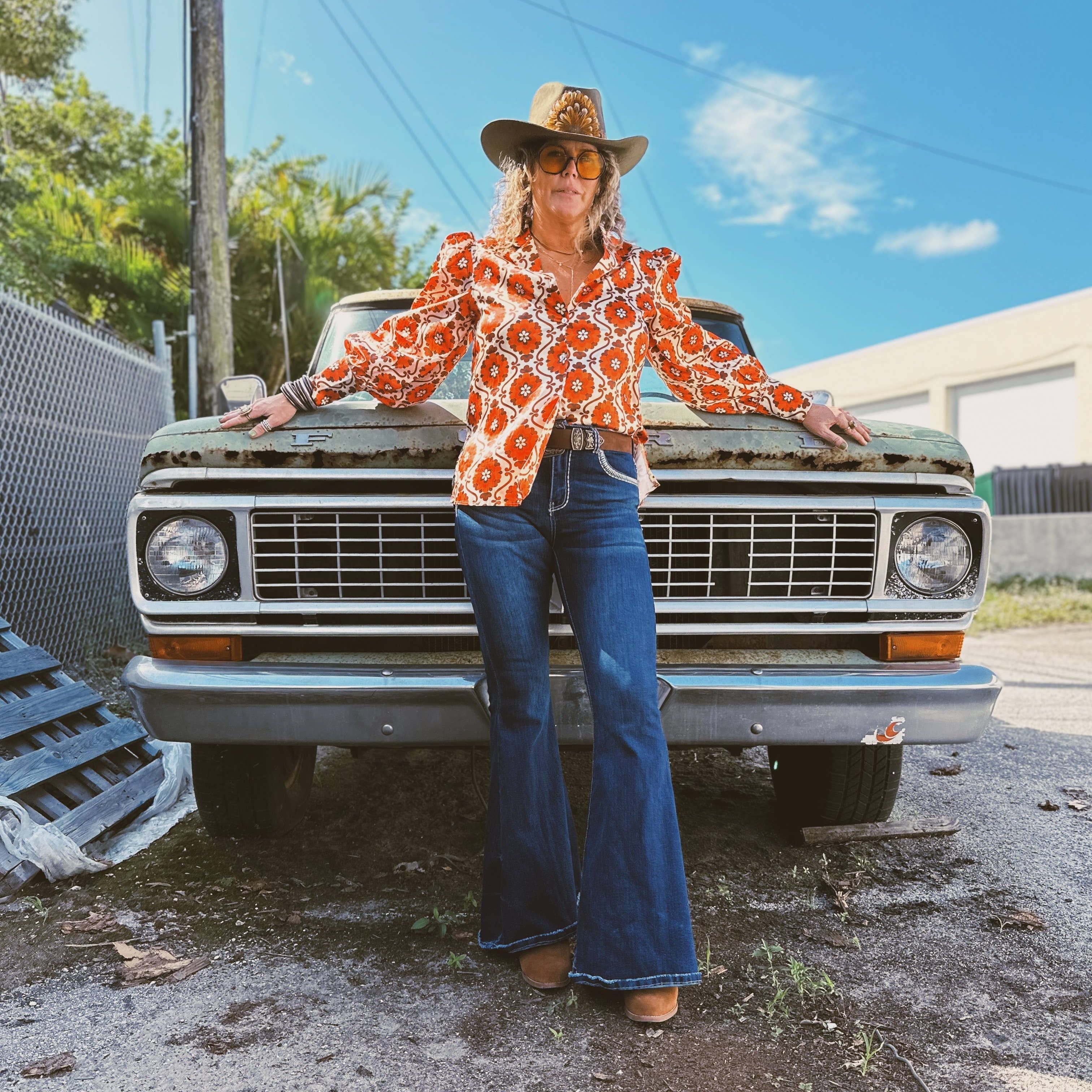 Going to California Large Poppy Flower Blouse