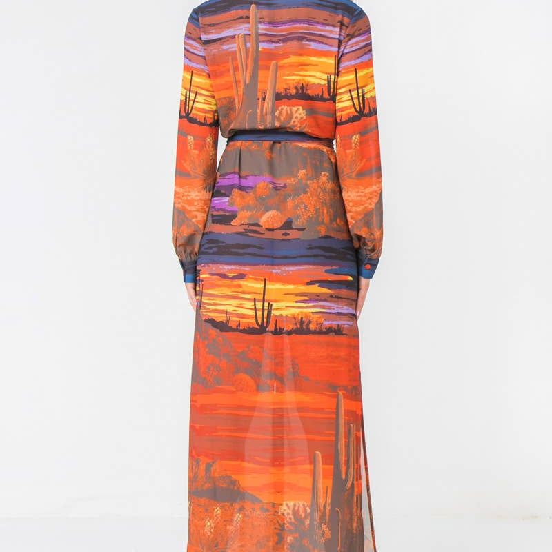 A printed woven shirt dress