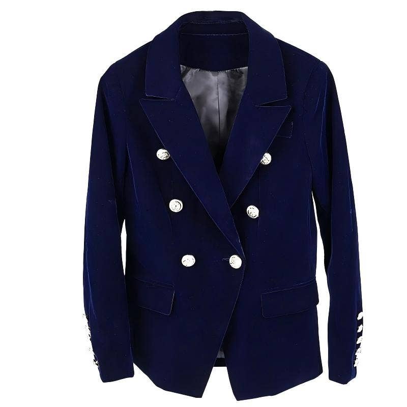Velvet Double-Breasted Blazer for Women Autumn Winter
