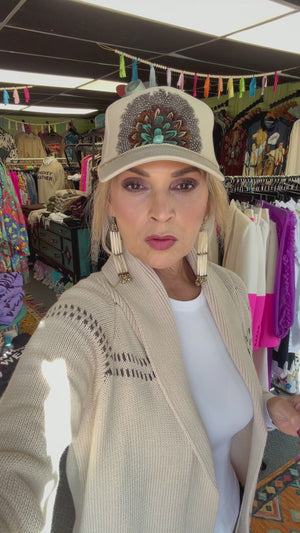 Horse Jacquard Shawl Knit Cardigan