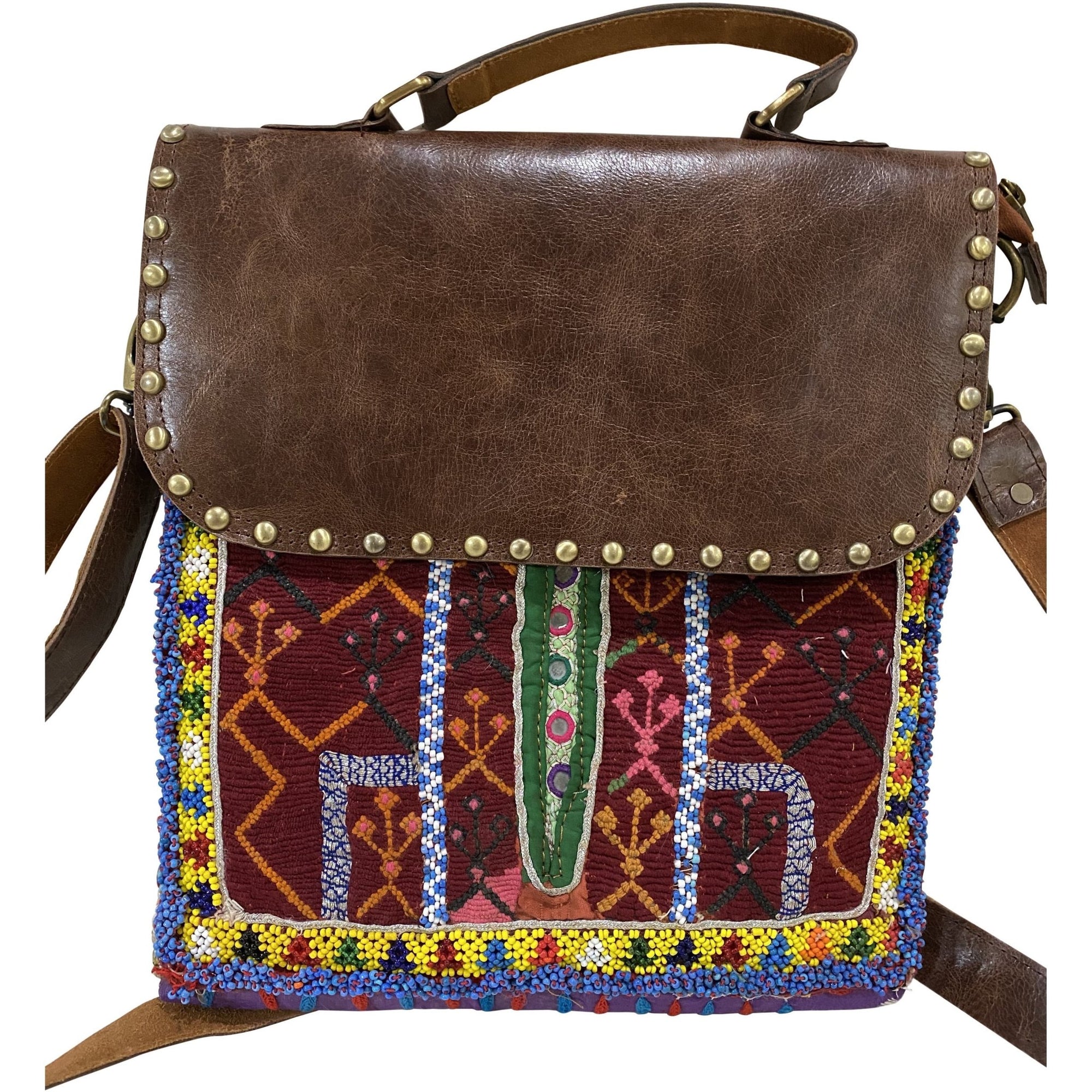 NAVAJO LEATHER BAG, Indian Fringe Banjara Bag, Native American